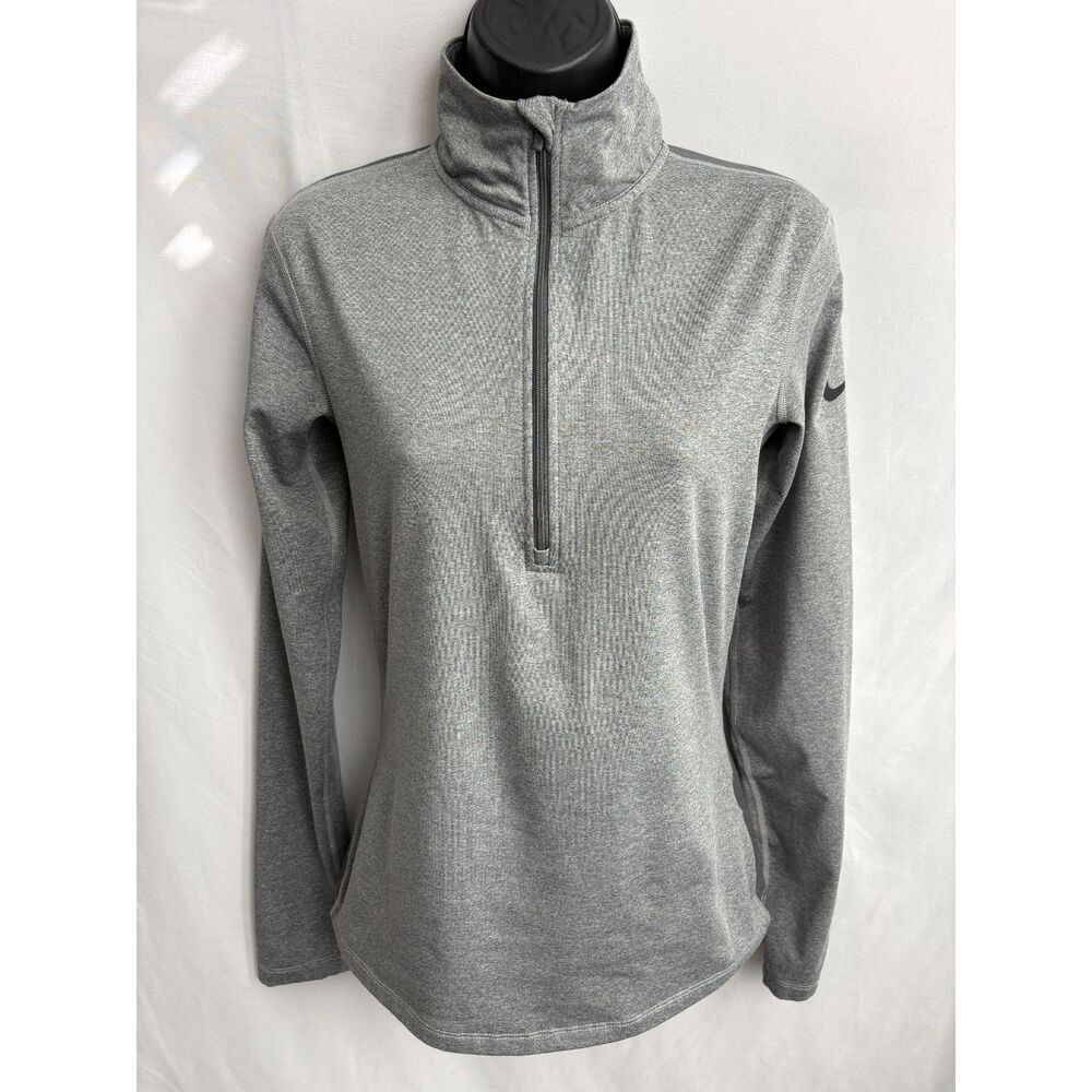 Nike Quarter Zip Grey Shirt Size M Womens Sporty Gym Running Performance Gear